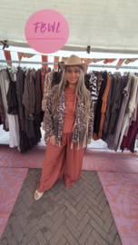 Suedine leopard fringe jacket