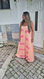 Gold & Silver spaghetti bandjes  text dress