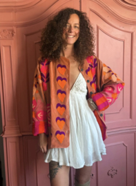 Velvet zalmroest jacket (pantervoering)