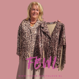 Suedine leopard fringe jacket