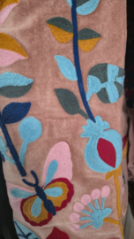 Velvet jacket camel/turquoise