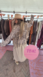 Suedine leopard fringe jacket