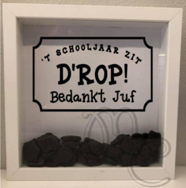 3d fotolijstje "Het schooljaar zit d'rop ! Bedankt meester / juf"