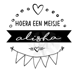 Geboorte sticker hoera een meisje banner slinger