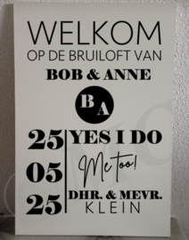 Welkom op onze bruiloft hartje