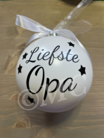 Kerstbal "Liefste Opa" ( oma, papa en mama ook mogelijk)