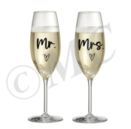 sticker mr mrs champagneglas