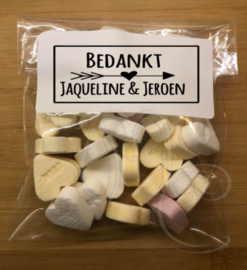 Etiket/label :Bedankt "pijl" namen