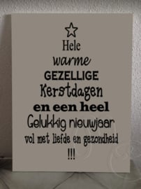 Tekstbord - Hele warme gezllige kerstdagen