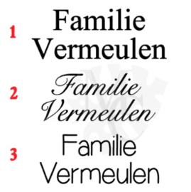 Huisnummer / Familie naam (verschillende lettertypes)