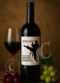Wijnfles etiket: Bedankt voor alle leuke lessen -judo