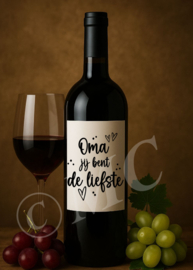Wijnfles etiket: Mama jij bent de liefste
