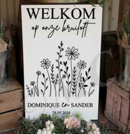 Welkom op onze bruiloft  (bloemen)