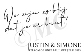 Spiegelsticker: We zijn zo blij dat je er bent