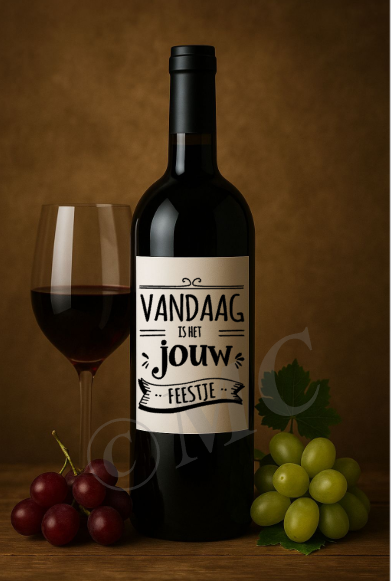 Wijnfles etiket: Vandaag is het jouw feestje