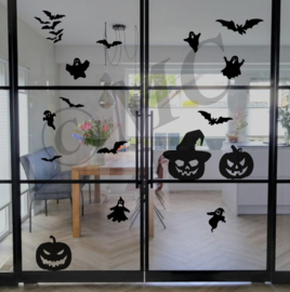 Statisch -Halloween set pompoen spook vleermuis