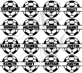 Traktatie naam stickers voetbal (set van 4)