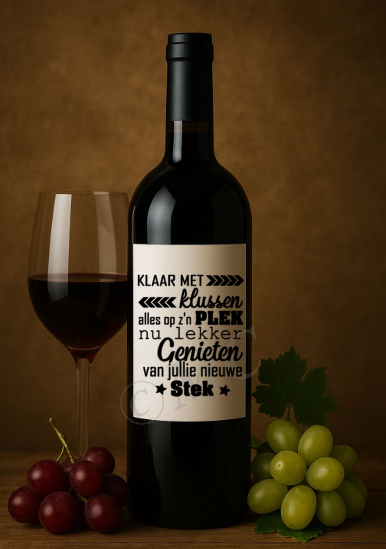 Wijnfles etiket: Klaar met klussen
