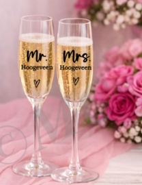 sticker mr mrs champagneglas