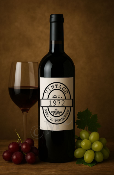 Wijnfles etiket: aged to perfection