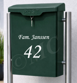Brievenbus sticker huisnummer (met of zonder naam)
