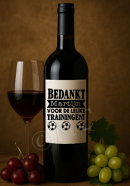 Wijnfles etiket: Bedankt voor de leuke trainingen