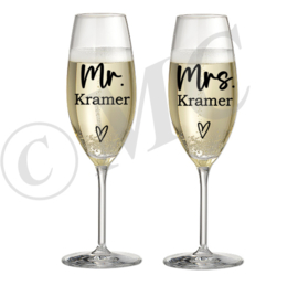 sticker mr mrs champagneglas