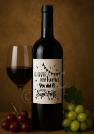 Wijnfles etiket: Geslaagd