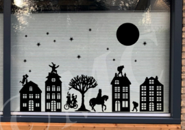 Statisch - Sint / Kerst raamsticker (uitbreiding halloween mogelijk)