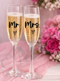 sticker mr mrs champagneglas