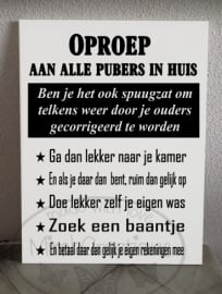 Oproep aan alle pubers in huis