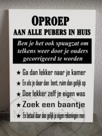 Oproep aan alle pubers in huis