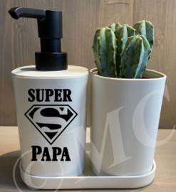 Luxe zeeppompje wit met zwarte dop - Super papa / opa