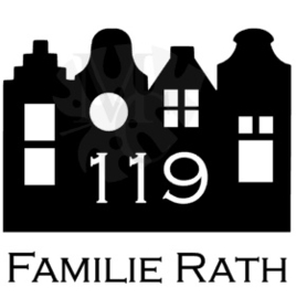 Grachtenpandjes met ramen: Huisnummer en familie naam