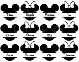 Traktatie naam stickers Mickey Minnie