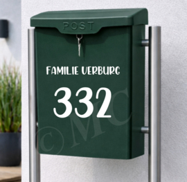 Brievenbus sticker huisnummer (met of zonder naam)