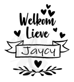 Geboorte sticker banner hartjes