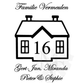 Huisje: Familie naam, namen en huisnummer