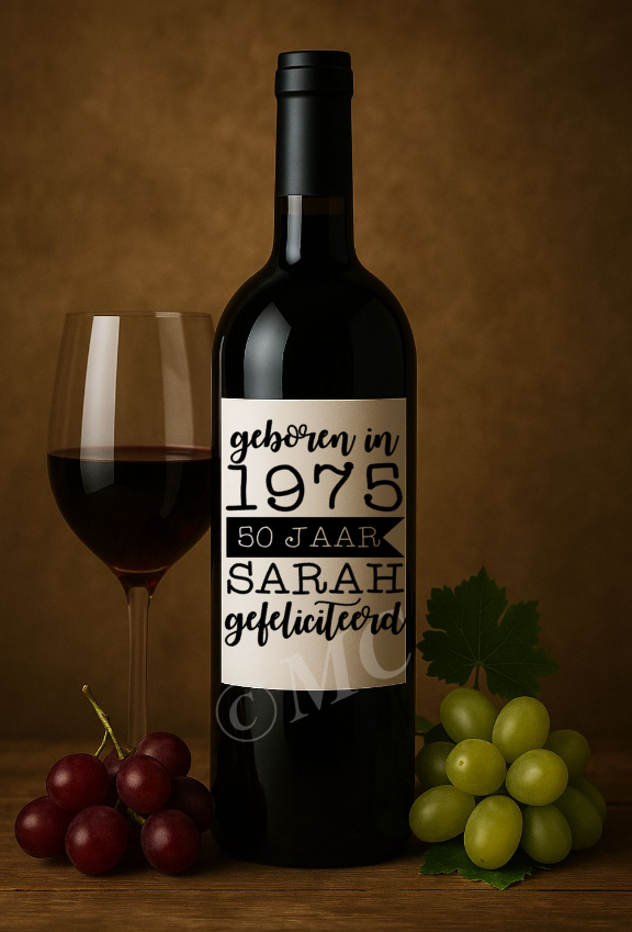 Wijnfles etiket: Sarah