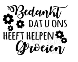 Bedankt dat u ons heeft helpen groeien (diverse varianten)