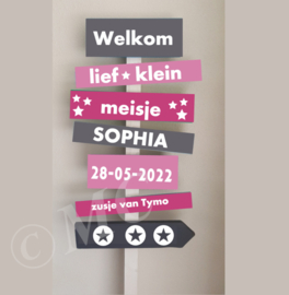 Stickers: Welkom lief klein meisje / ventje (tbv. sign bord)