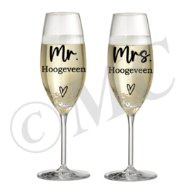 sticker mr mrs champagneglas