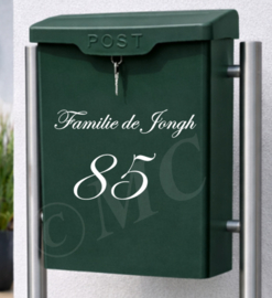 Brievenbus sticker huisnummer (met of zonder naam)