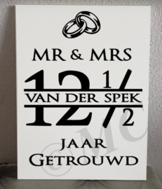 mr & mrs "naam" ... jaar getrouwd