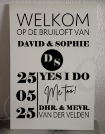 Welkom op onze bruiloft hartje
