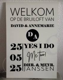 Welkom op onze bruiloft hartje