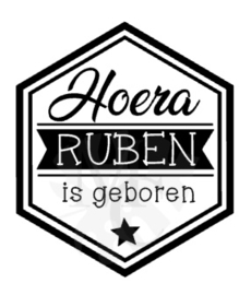 Geboorte sticker Naam banner 6hoek