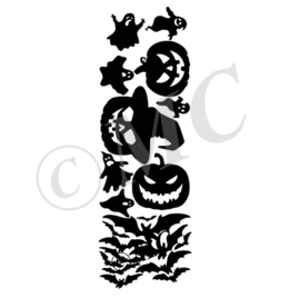 Statisch -Halloween set pompoen spook vleermuis