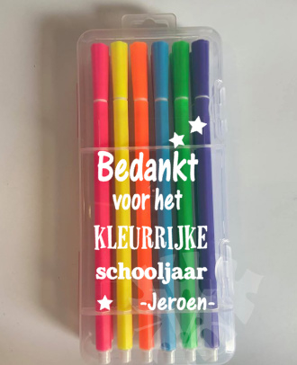 Stiften luxe  -Bedankt voor het kleurrijke schooljaar afz. sterren