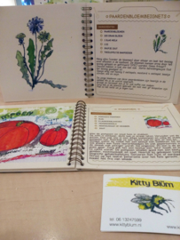 Inspiratie en receptenboekje met ringbandje(20 recepten van 20 verschillende kruidenplanten, 14 bij 14 cm)